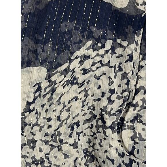 Zara Mulberry Silk Navy/Ecru Long Sleeve Blouse with Studs Women's Size Medium N - Picture 14 of 16